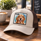 Personalized Custom Pet Portrait Color Patch Trucker Hat, Gift, pet owner gift, holiday, mens womens hat, pet memorial