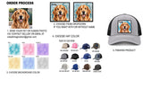 Personalized Custom Pet Portrait Color Patch Trucker Hat, Gift, pet owner gift, holiday, mens womens hat, pet memorial