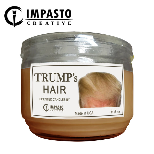 Trump's Hair scent candle, funny candle, humorous candle, 3 wick candl –  Impasto Creative 93010