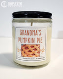 Grandma's Pumpkin Pie scented candle, fall candle, 7.5 oz. Jar, candle for the home